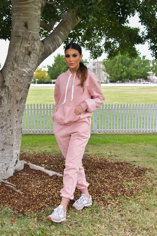 Marshmallow Pink Mama Hoodie Tracksuit Set