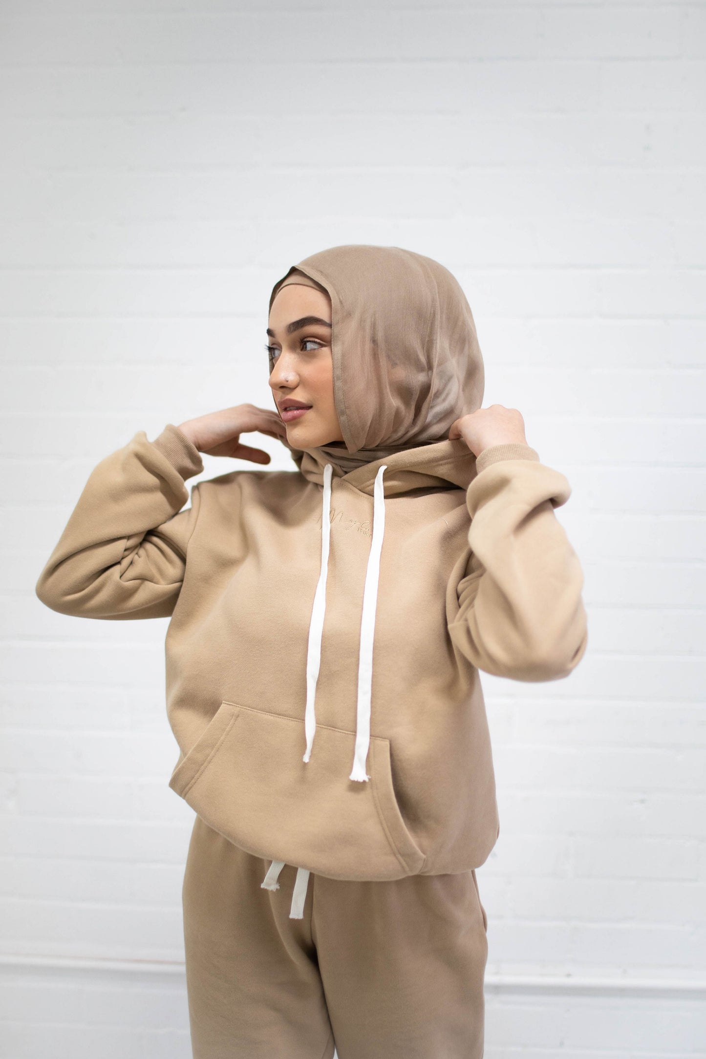 Biscuit Beige Mama Hoodie Tracksuit Set